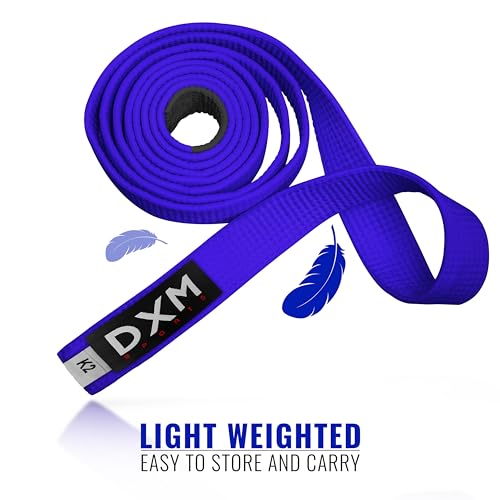 DXM SPORTS 220cm Blue Martial Arts Belt for Karate, Judo, Aikido & Taekwondo - Durable Cotton, Double Stitched for Kids & Adults