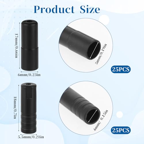50 Pcs Bicycle Cable End Caps - Black Plastic Shift & Brake Fittings