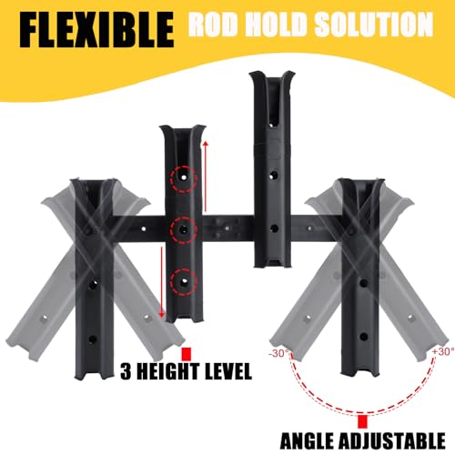 VEXPLO Wall-Mounted 4-Rod Fishing Pole Holder for Boat, Garage, Truck Bed