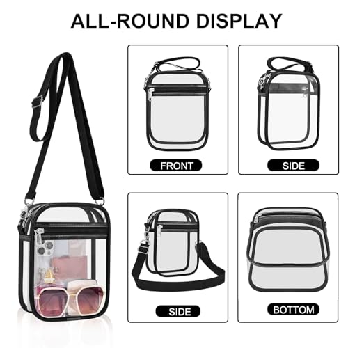 Clear Stadium Bag - Small Women's See-Through Crossbody Purse - Black