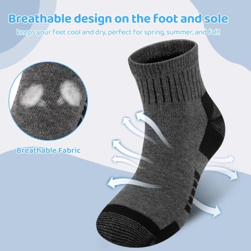 LITERRA 4-7 Years Grey Ankle Socks - 20 Pairs Kids Breathable Athletic Socks for School, Bulk Pack