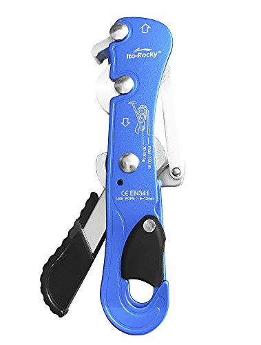 Blue Self-Braking Descender for Climbing & Rescue - CE Certified