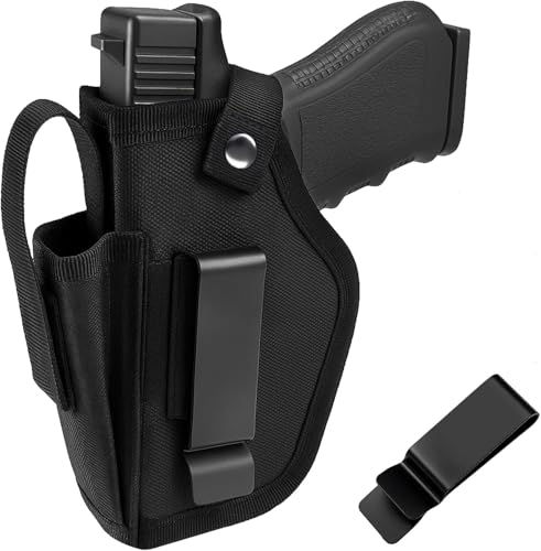 IWB Gun Holster with Magazine Pouch - Black, Ambidextrous Fit