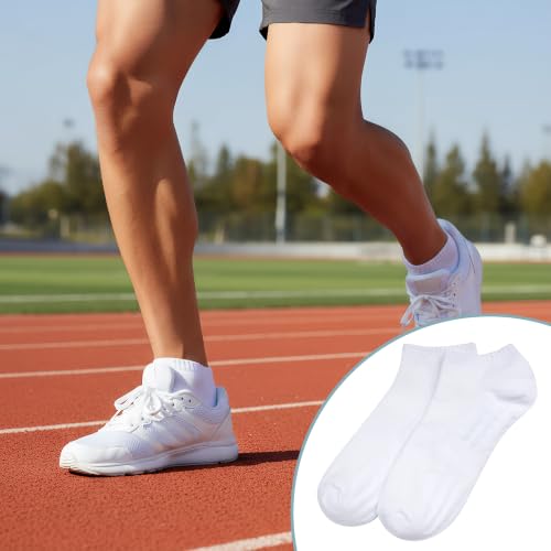 Ankle Running Socks - Cushioned Cotton, Moisture Wicking - One Size, White
