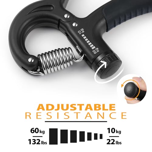 Adjustable Hand Grip Strengthener - 2 Pack, 22-132 lbs, Carbon Black