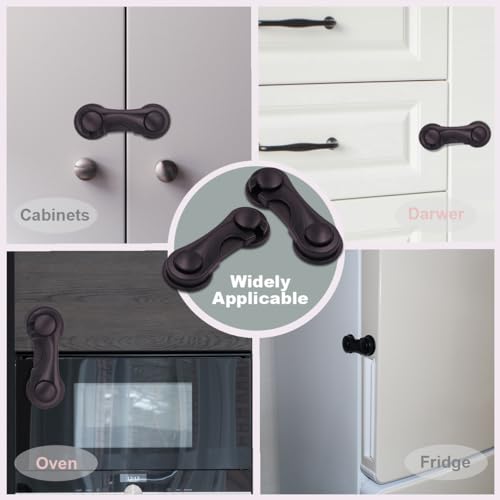 Cabinet Locks for Babies and Child Safety, 4 Pack Childproof Latches with Adhesive for Drawer Cupboards Closet and Pantry Door, Baby Proofing Fridge Lock for Protecting Kids Toddlers and Infants
