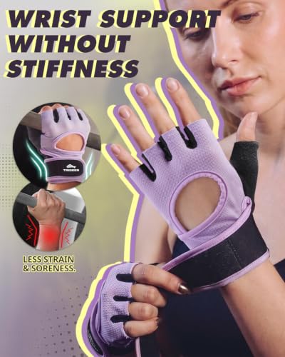 Trideer Weight Lifting Gloves for Women & Men - Purple, Medium, Wrist Support & Padded Palm