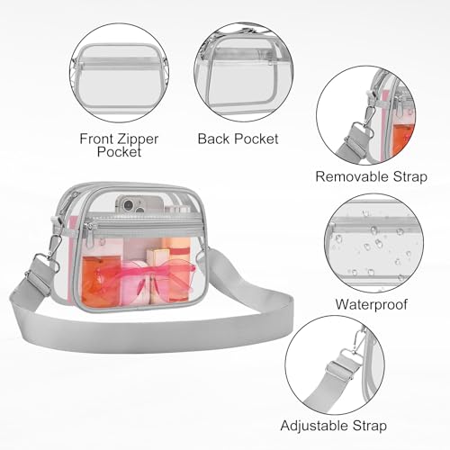 USPECLARE Large Silver Clear Stadium Bag for Sports Events Fan Purse