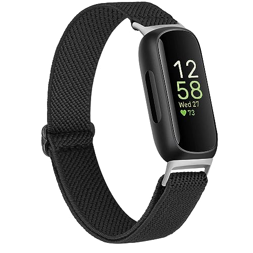 Fitbit Inspire 3 Elastic Band - Adjustable Stretchy Nylon Loop - Black