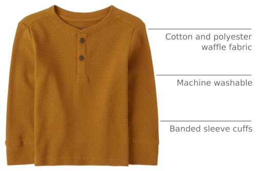 Boys' Long Sleeve Thermal Henley Shirt - Honey Comb, 5T