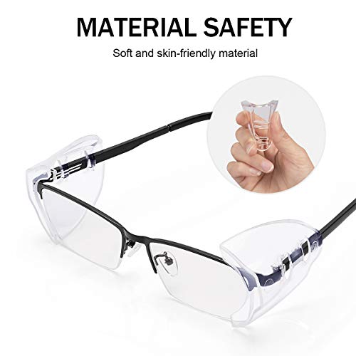 MELASA Safety Glasses Side Shields for Glasses, Slip on Clear Eye