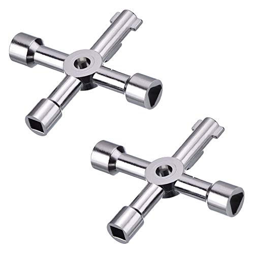4-Way Utility Key Set for Water Meter & Cabinet Access - 2 Pack