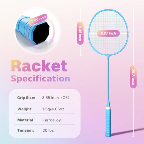 4 Racket Badminton Set with 6 Birdies - Lightweight Outdoor Fun
