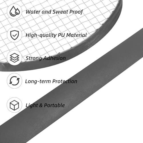 Nagpew Tennis Racket Edge Guard Tape - 2 Pcs, 1.4" x 16.4ft, Black