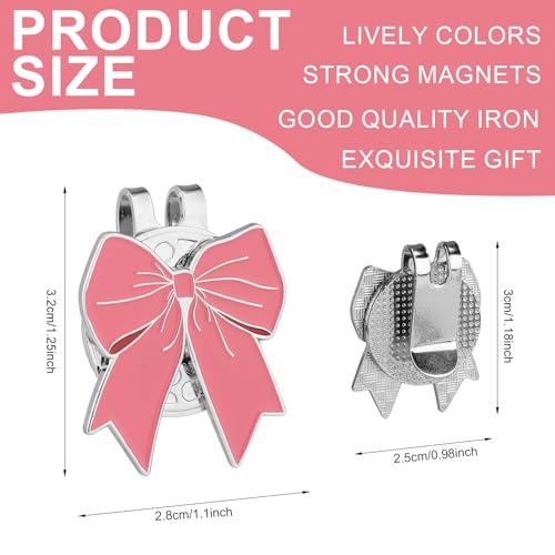 Magnetic Golf Ball Marker Hat Clip - Pink Bow Design