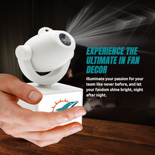 Miami Dolphins LED Mini Spotlight Projector - Portable & Rechargeable
