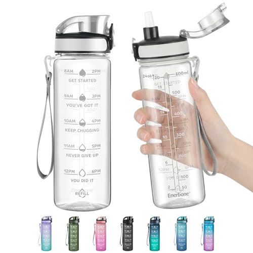 24 oz Motivational Water Bottle - Leakproof & BPA-Free - Crystal