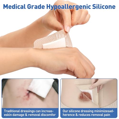 12 Pack Silicone Foam Dressings - 3.2" x 4" Waterproof Bandages