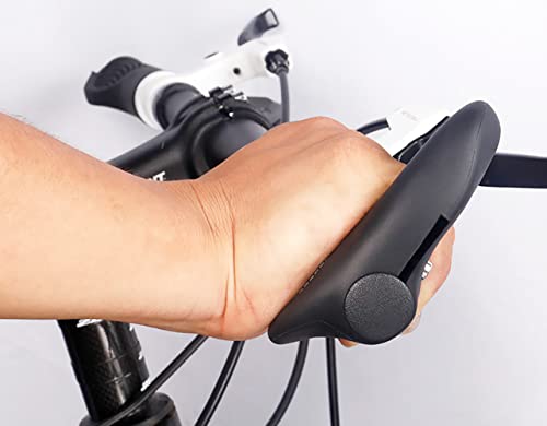 Ergonomic Bike Grips - Widen Rubber Grips with Aluminum Lock - Big Horn Shape (Black & Grey)
