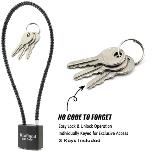 Keyed Alike Cable Gun Lock - 8.5" & 15" with 3 Keys