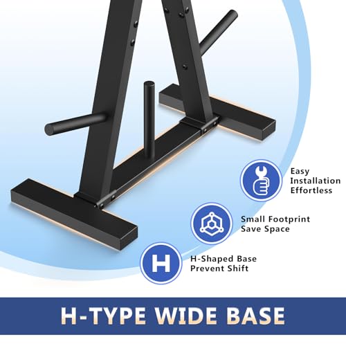 Weight Plate Rack - Space-Saving Storage Stand for 1-Inch Plates, Holds 300 lbs