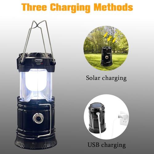 XTAUTO 2-Pack Collapsible Solar USB Lanterns LED Camping Light