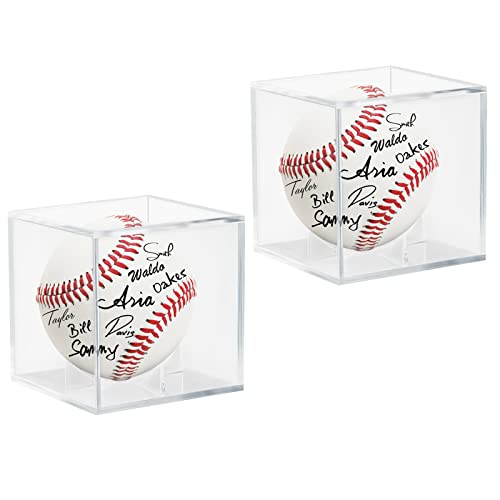 Acrylic Baseball Display Case - UV Protected Cube for Memorabilia - 2 Pack