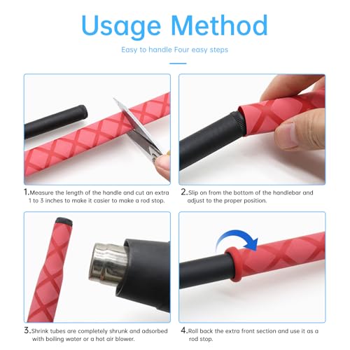 Non-Slip Fishing Rod Handle Grip Wrap - 39" Length, 19/32" Diameter, Black