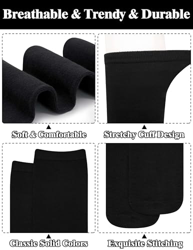 Knee High Socks for Women - 2 Pack Solid Black & Striped Tube Socks