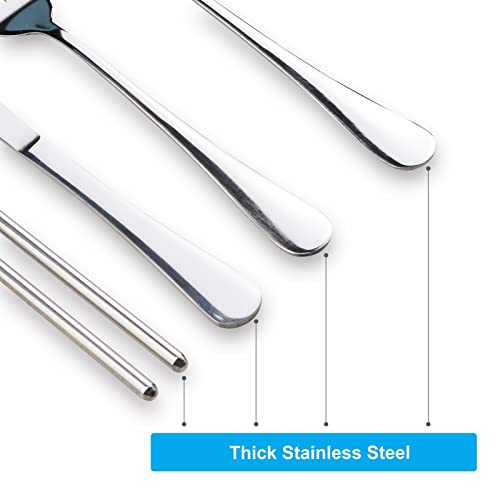 Portable Stainless Steel Travel Utensil Set with Case - Thick 5 PCS