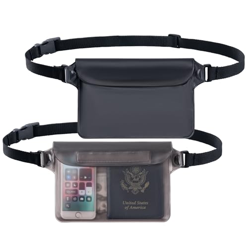 Waterproof Phone Pouch with Adjustable Waist Strap - Black