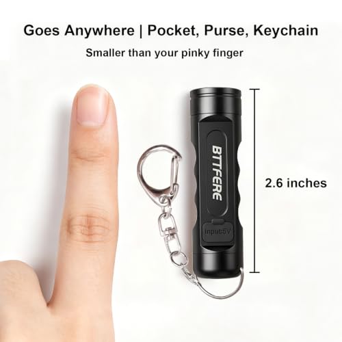 USB-C Rechargeable Mini Keychain Flashlight with Magnetic Base