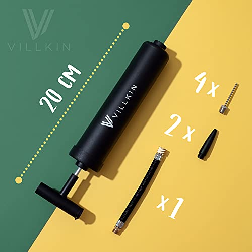 Ball Pump with Needle Storage - 4 Metal Needles, 2 Nozzles, Flexible Hose - Ideal for Soccer, Basketball, Volleyball