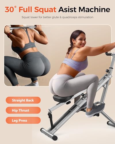 Squat Assist Rower - Foldable Exercise Machine for Glutes & Thighs - Grey