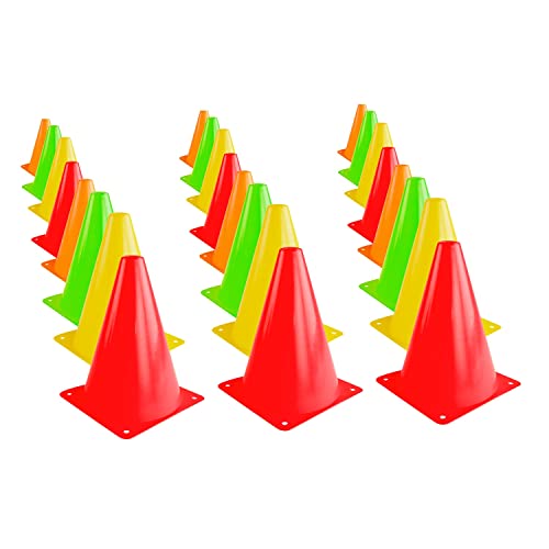 7.5" Neon Sports Training Cones - 24 Pack, Small Size
