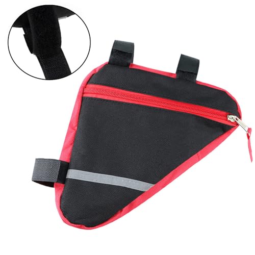 Waterproof Bike Triangle Bag with Reflective Strips - Red