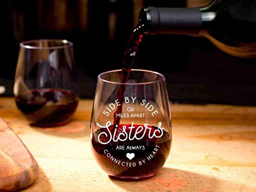 Stemless Wine Glass for Sisters - Unbreakable Tritan Plastic, 16 oz