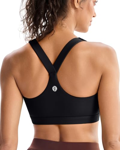 RUNNING GIRL Women's High Impact Sports Bra Molded Cup Racerback Black Medium