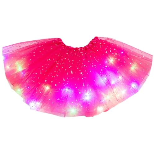 Coridy LED Light Up Tulle Tutu Skirt for Women - One Size Rose
