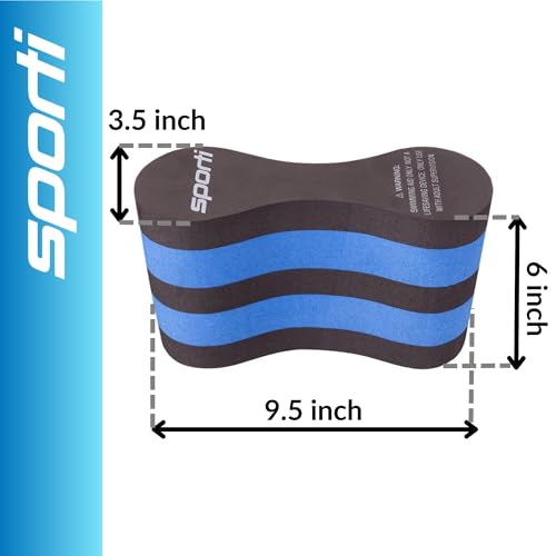 Swim Training Pull Buoy - EVA Foam Leg Float for Upper Body - Black/Blue