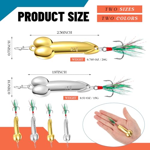 4 Pcs Fishing Lures Set - Gold & Silver, 15g & 21g - Fun Gift for Fish Lovers