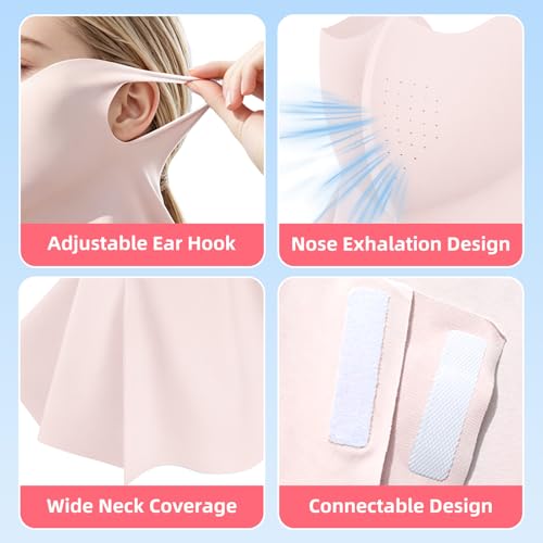 UPF 50+ Sun Protection Face Mask with Neck Coverage - Pink