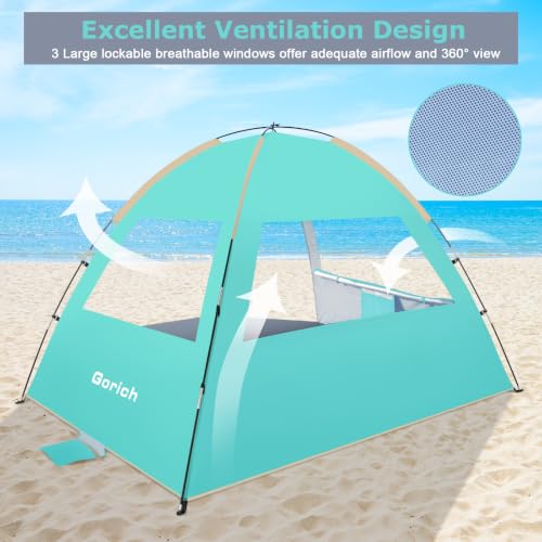 Portable Beach Tent Sun Shelter for Up to 10 People - UV Protection