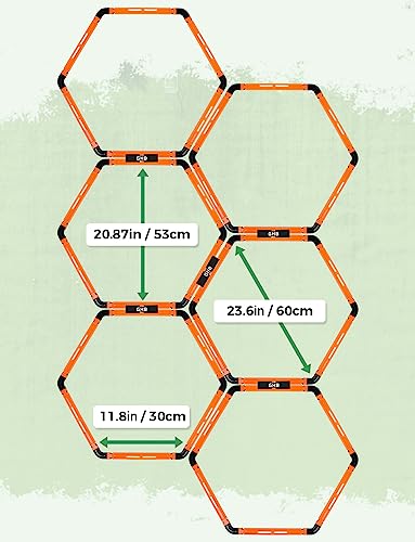 Hexagonal Agility Rings Set - 6 Rings with Connectors & 5 Speed Hurdles