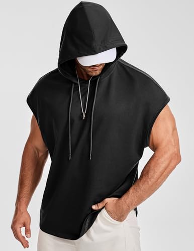 JMIERR Men's Black XX-Large Hooded Cotton Shirt with Drawstring - Casual Loose Fit Hoodie