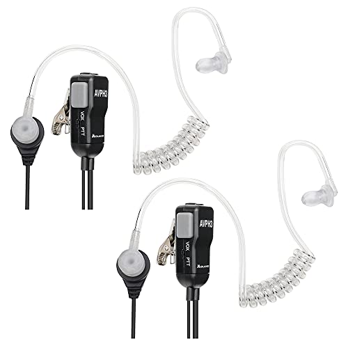 Midland AVPH3 1-Pack Transparent Security Headsets with PTT/VOX - Black