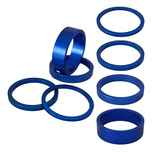Aluminum Alloy Bicycle Headset Spacers - 8PCS Adjustable Blue