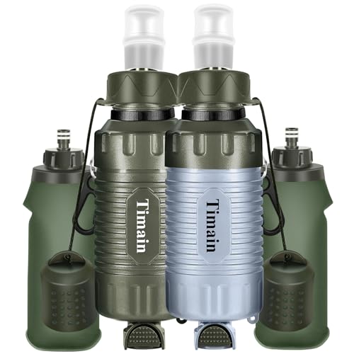 Timain 2-Pack Portable Water Filter Straw with 0.1-Micron Filtration – Green + Dusty Blue