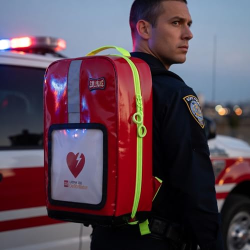 AED Backpack with Clear Window – Foam-Lined Protection for EMS