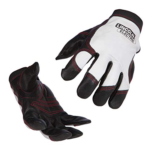Lincoln Electric Full Grain Leather Welding / Work Gloves | Padded Palm| XL | K2977-XL, White/Black